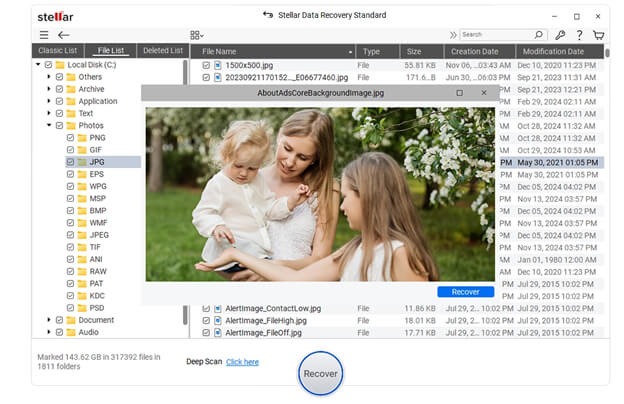 Click Recover to save them